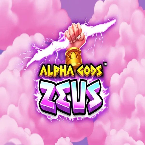 Alpha Gods Zeus slot logo by PearFiction Studios at Fridayroll Casino